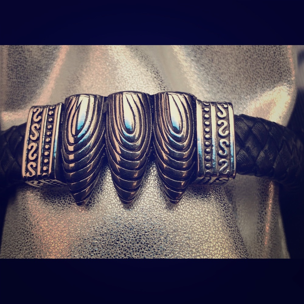 Men’s stainless steel and leather bracelet